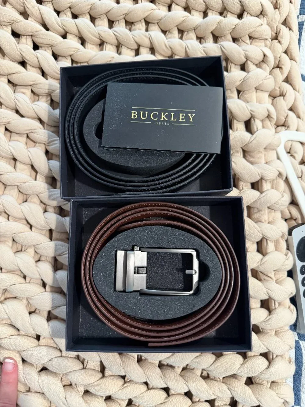 Two Buckley Leather Mens Belts